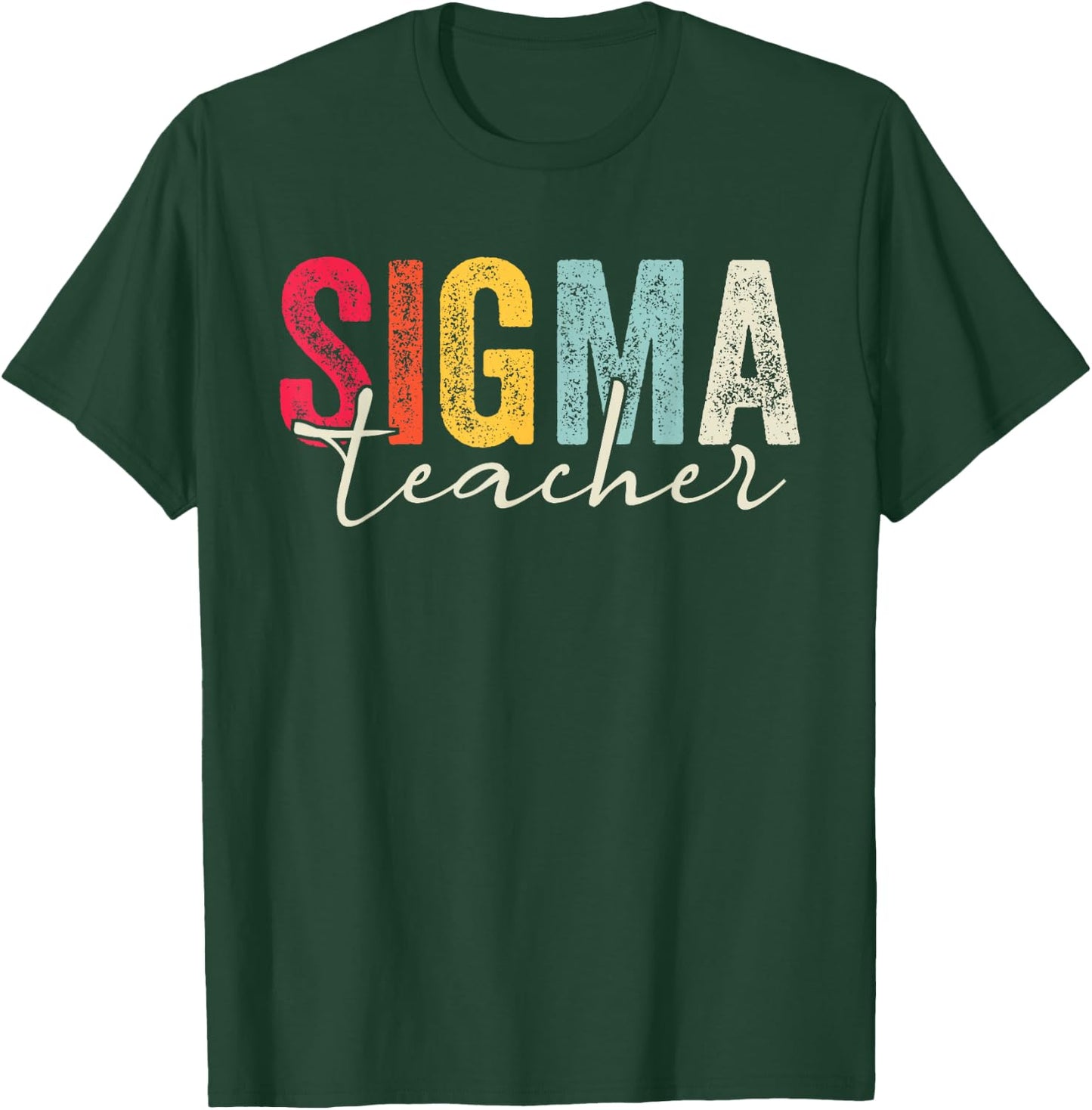 Retro Vintage Sigma Teacher Funny Teacher Sayings Sigma Meme T-Shirt - T-Shirt | Forest