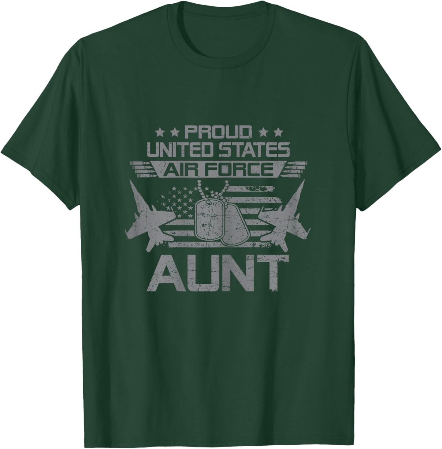 Proud Army US Air Force Aunt Flag USA Military Veteran T-Shirt - T-Shirt | Forest