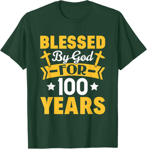 100th Birthday Man Woman Blessed by god for 100 years T-Shirt - T-Shirt | Forest