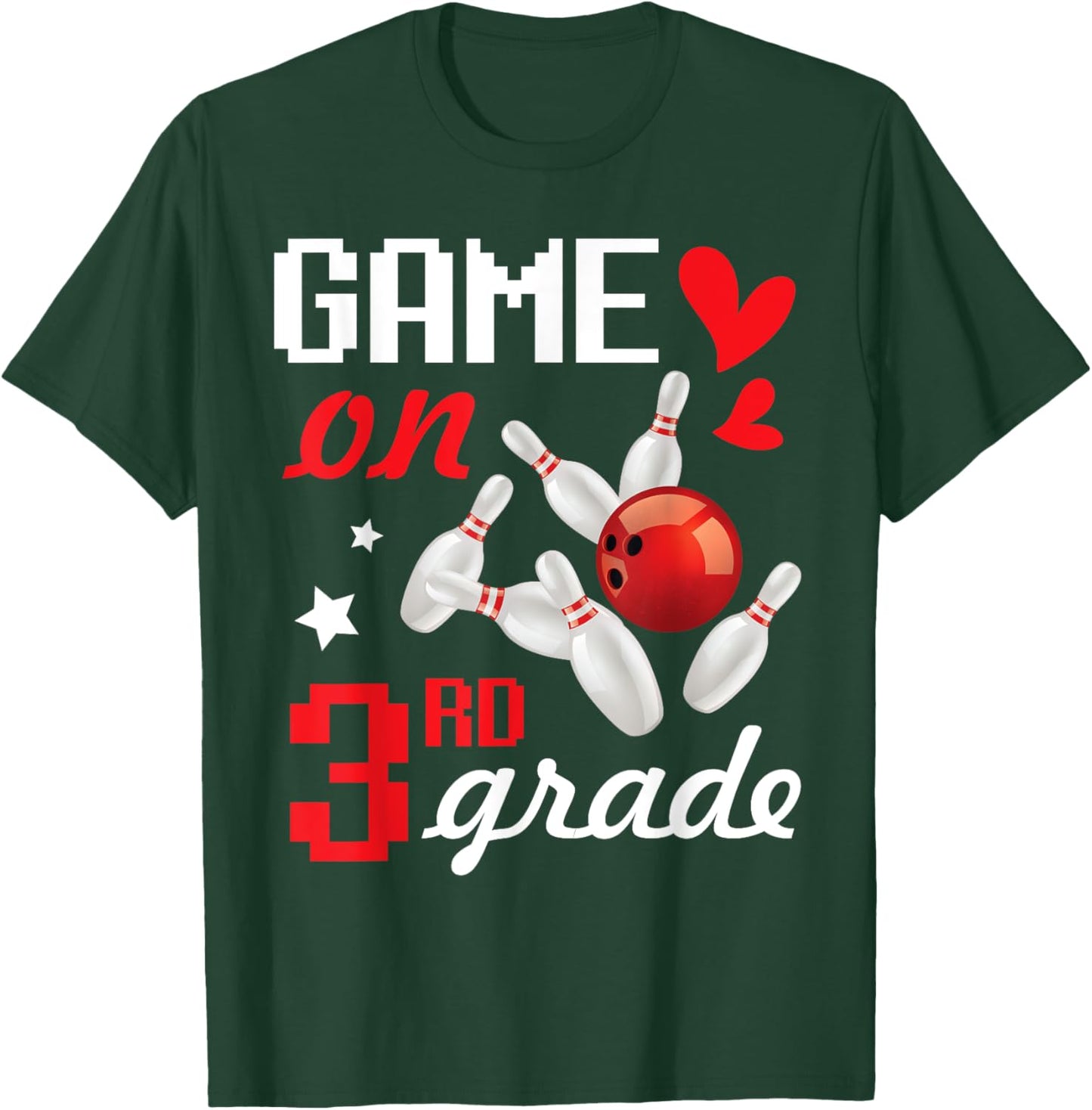 Bowling Bowler Student Back To School Day Game On 3rd Grade T-Shirt - T-Shirt | Forest