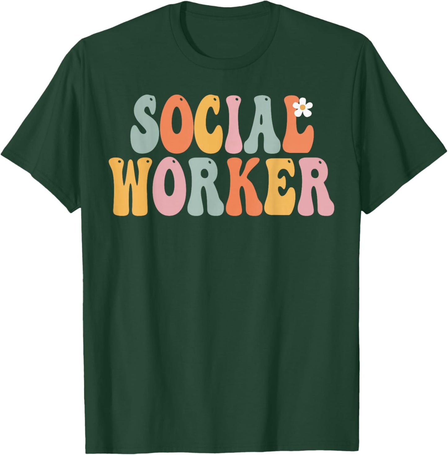 Social Worker Groovy Women Appreciation Day Back To School T-Shirt - T-Shirt | Forest