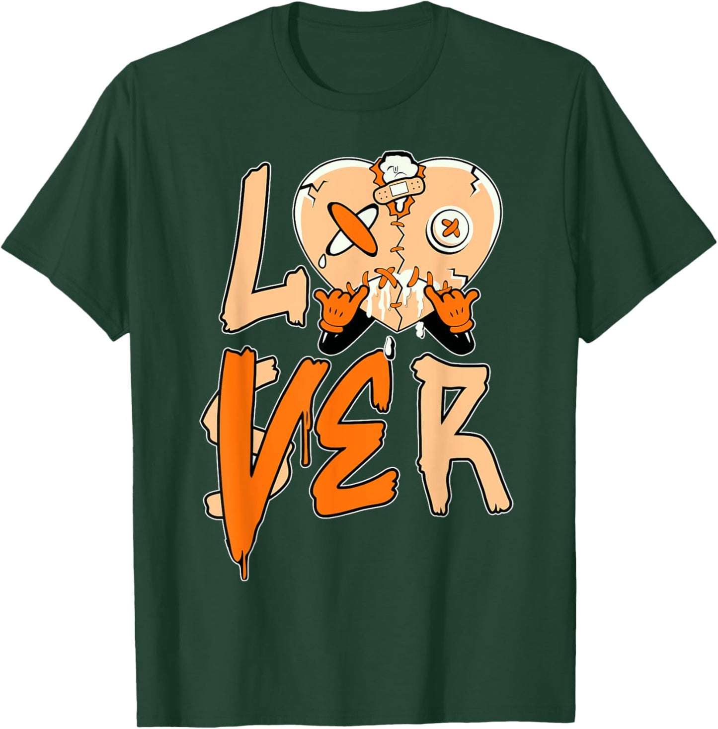Orange Loser Lover Pink Drip Heart Matching Men Women T-Shirt - T-Shirt | Forest