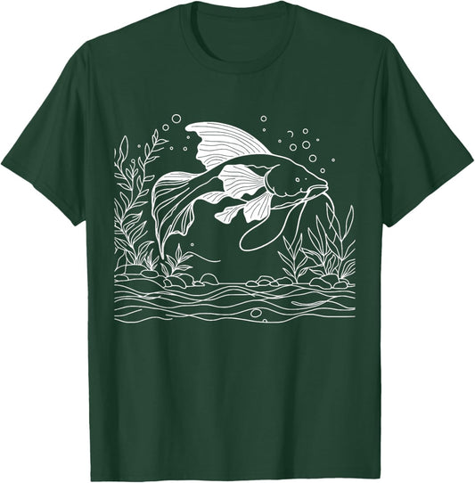 Line Art Fish & Ichthyologist African Lungfish T-Shirt - T-Shirt | Forest