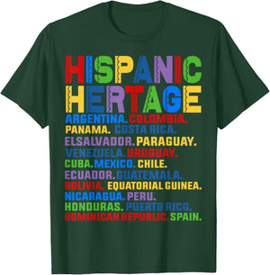 Hispanic Heritage Month Latino All Countries Names T-Shirt - T-Shirt | Forest