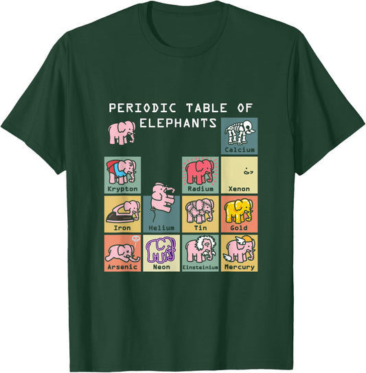 Periodic Table Science Club Biology Teacher Elephant Lover T-Shirt - T-Shirt | Forest