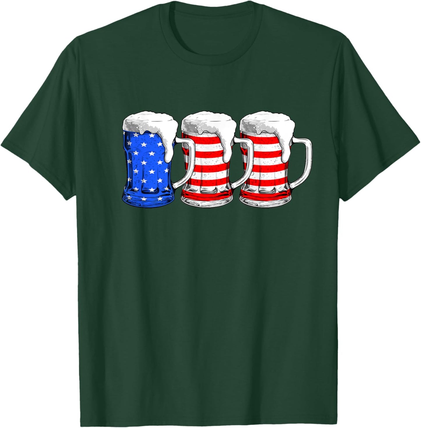 Beer 4th Of July Men Women American Flag Red White Blue Beer T-Shirt - T-Shirt | Forest