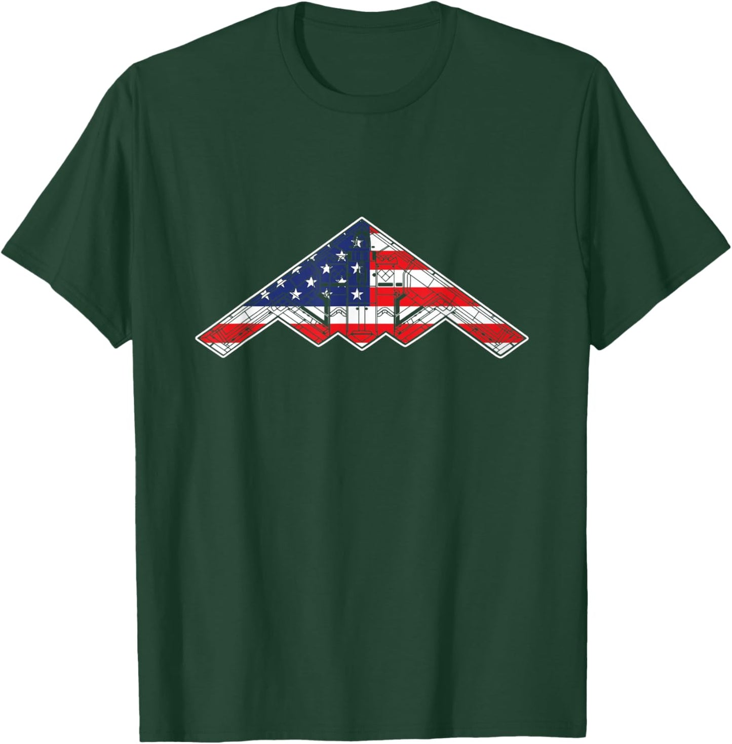 B-2 Bomber Stealth Aircraft Schematic American Flag B2 T-Shirt - T-Shirt | Forest