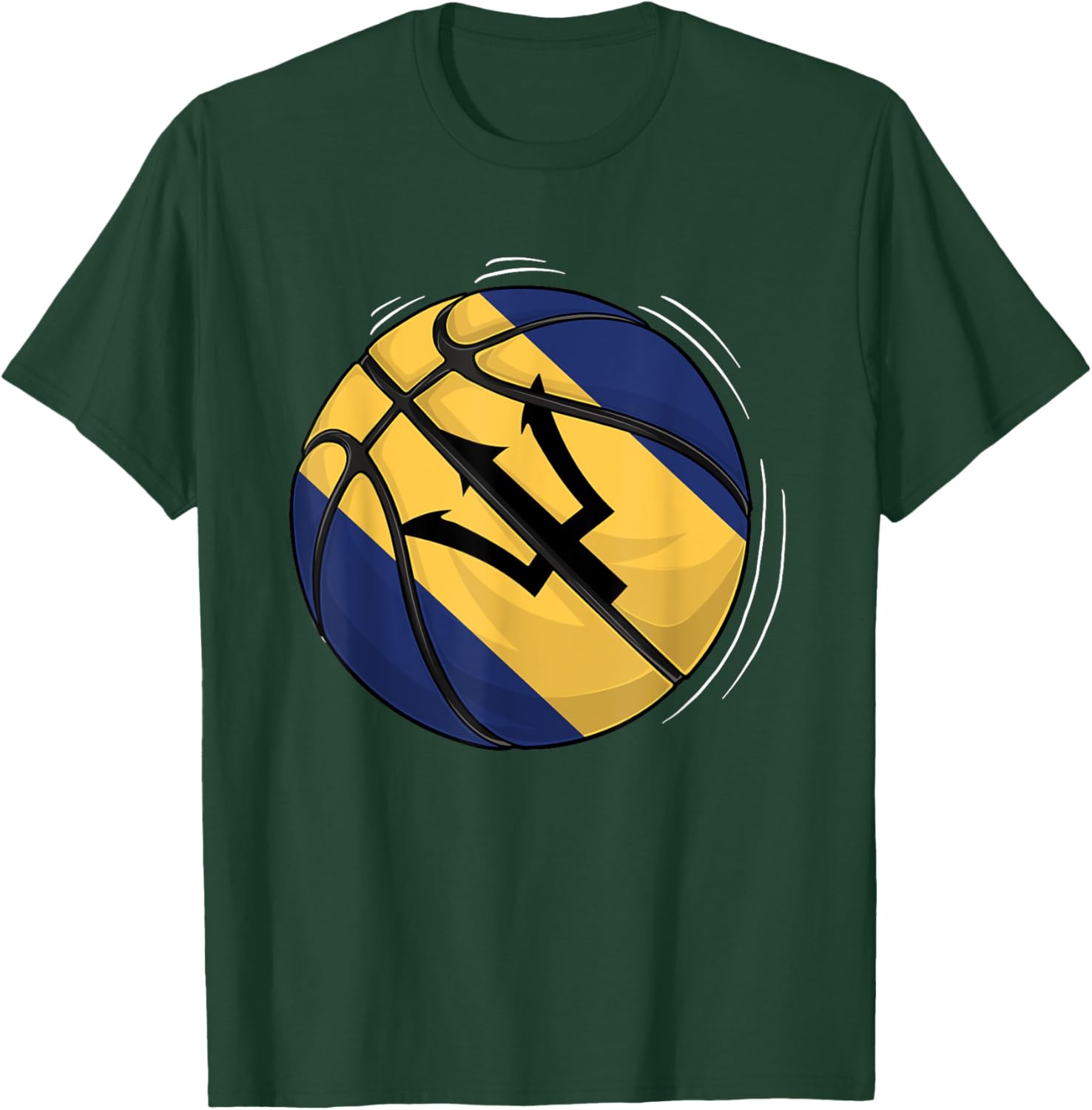 Basketball Ball With The Flag Of Barbados T-Shirt - T-Shirt | Forest