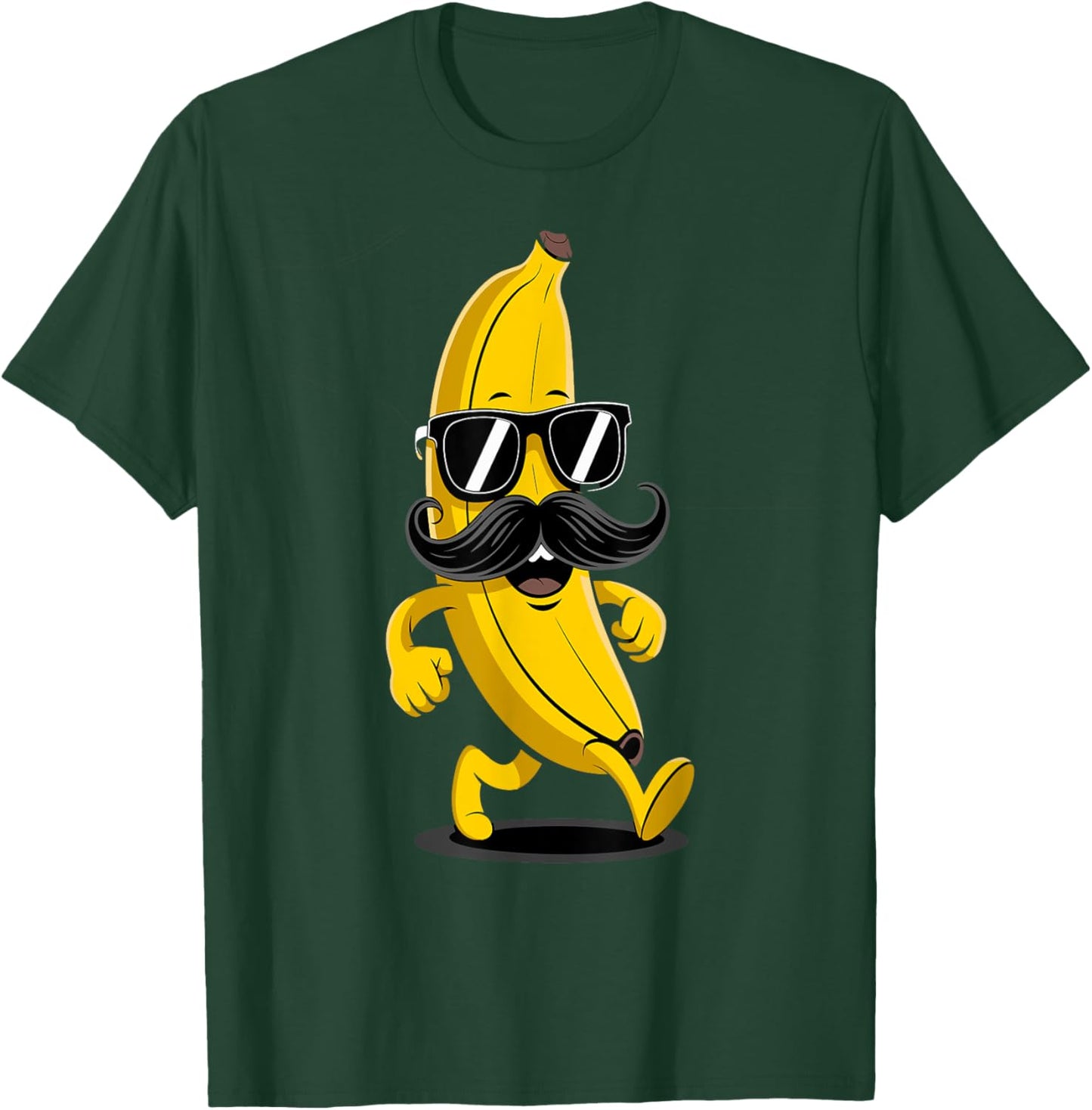 Banana Mustache Sunglasses Face Funny Fruit Cool Banana T-Shirt - T-Shirt | Forest