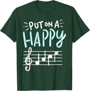 Put On A Happy Face Music - Funny Music Teacher T-Shirt - T-Shirt | Forest