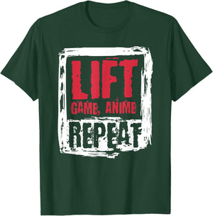 Lift Game Anime Repeat Workout Gym Gift T-Shirt - T-Shirt | Forest