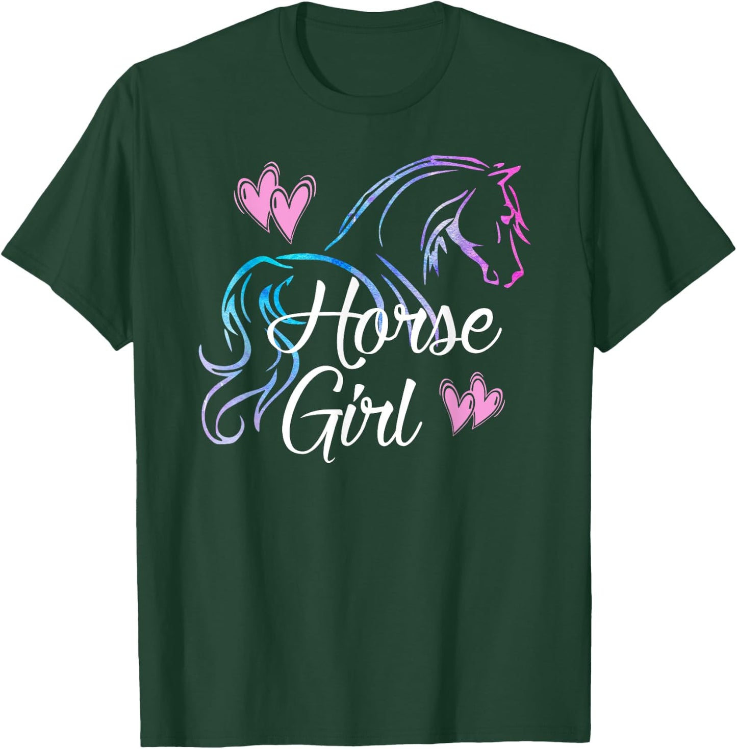 HORSE GIRL Equestrian Rider Teen Tween Kid Women Horse Lover T-Shirt - T-Shirt | Forest