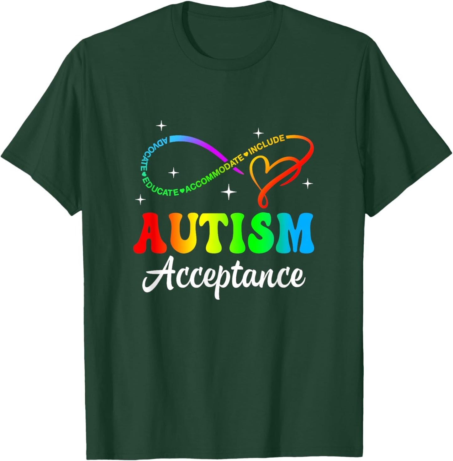 Autism Awareness Acceptance Infinity Symbol Men Women Kid T-Shirt - T-Shirt | Forest