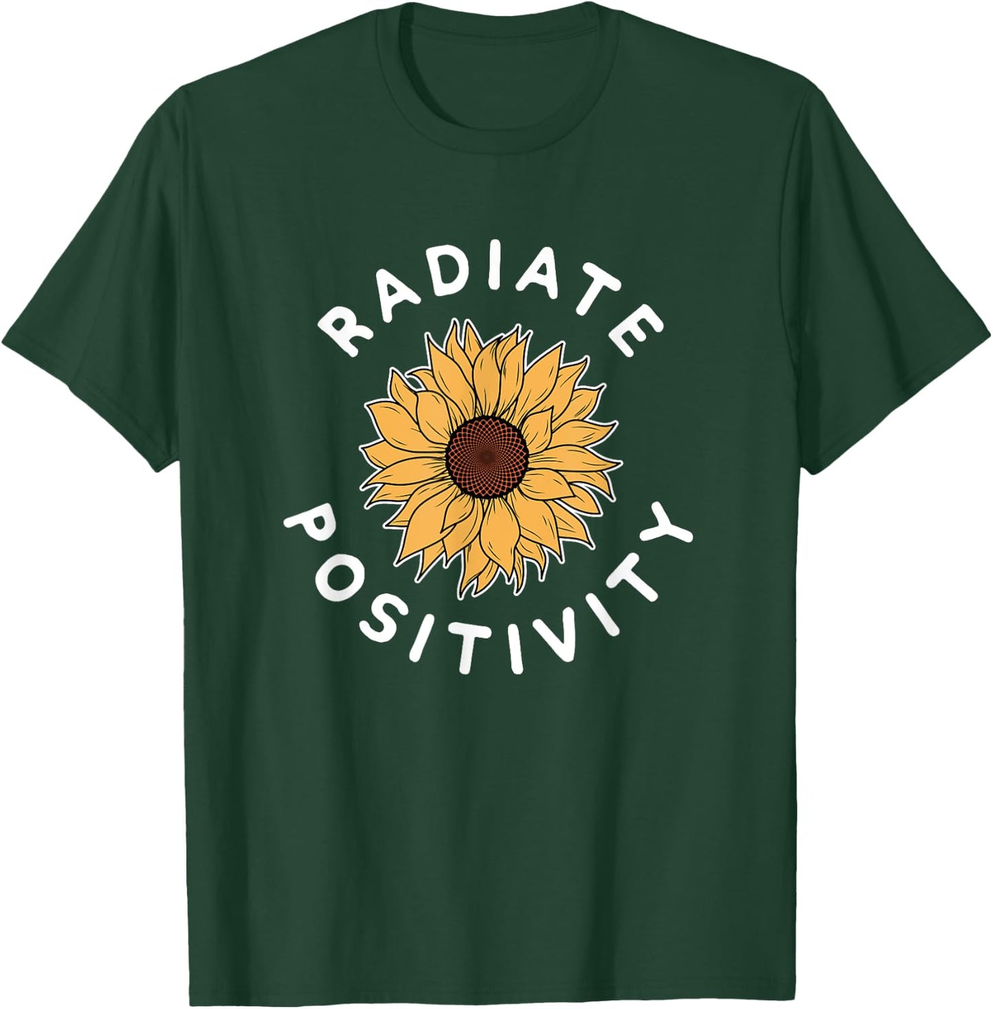 Radiate Positivity Sunflower Positive Quote Yoga Meditation T-Shirt - T-Shirt | Forest