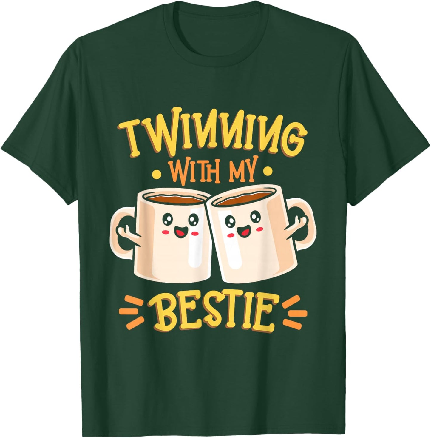 Friends Matching Matching Twin Twinning Bestie Coffee T-Shirt - T-Shirt | Forest