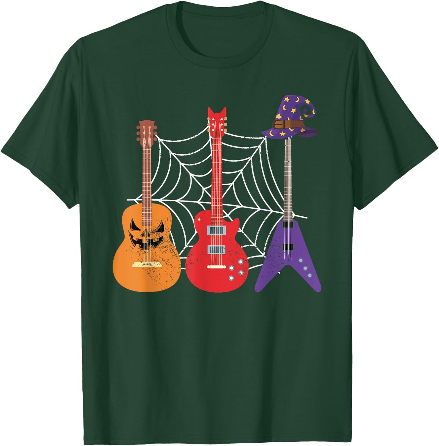 Trick Or Treat Music Guitar Guitarist Gift Spooky Halloween T-Shirt - T-Shirt | Forest