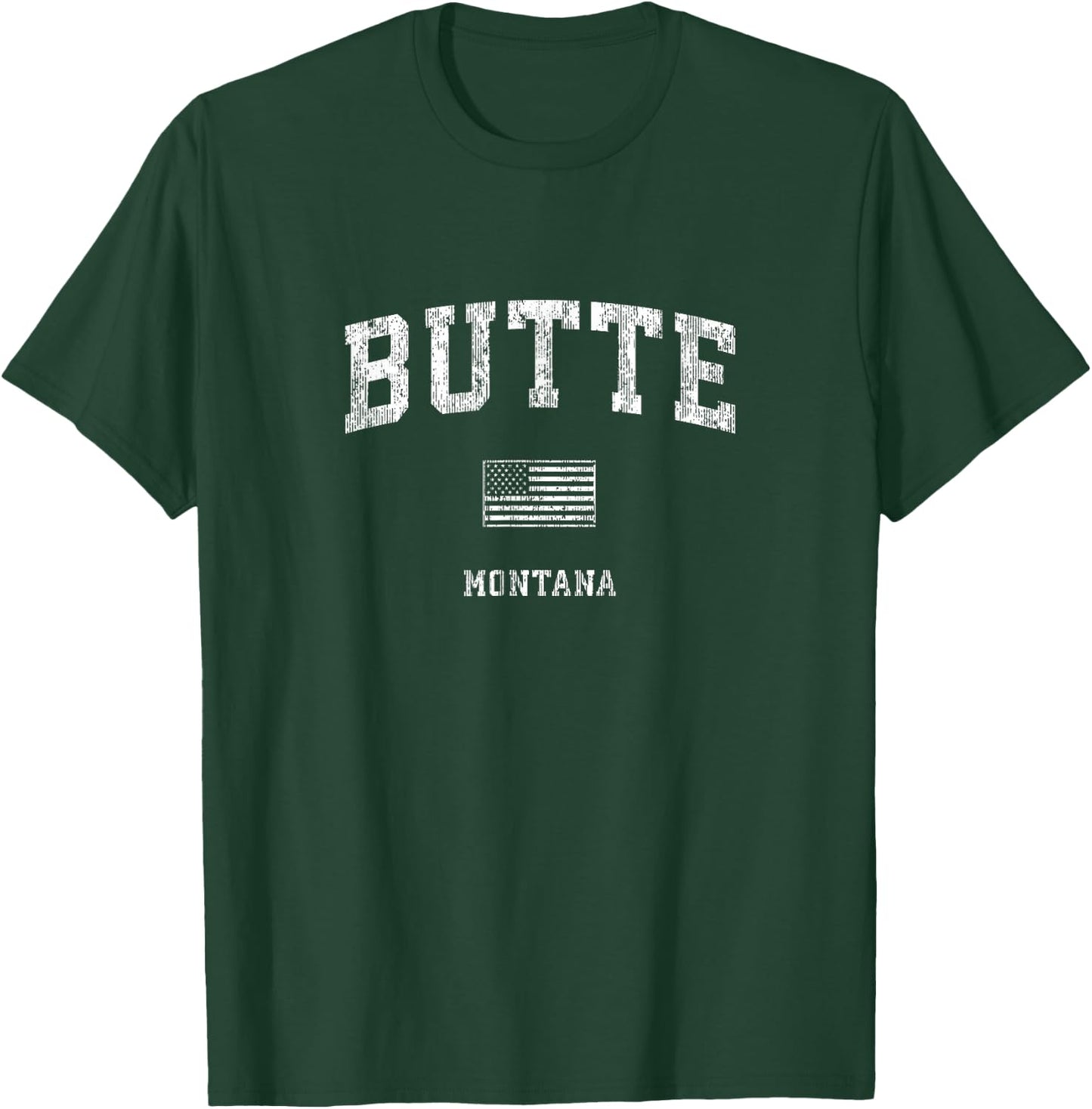 Butte Montana MT Vintage American Flag T-Shirt - T-Shirt | Forest