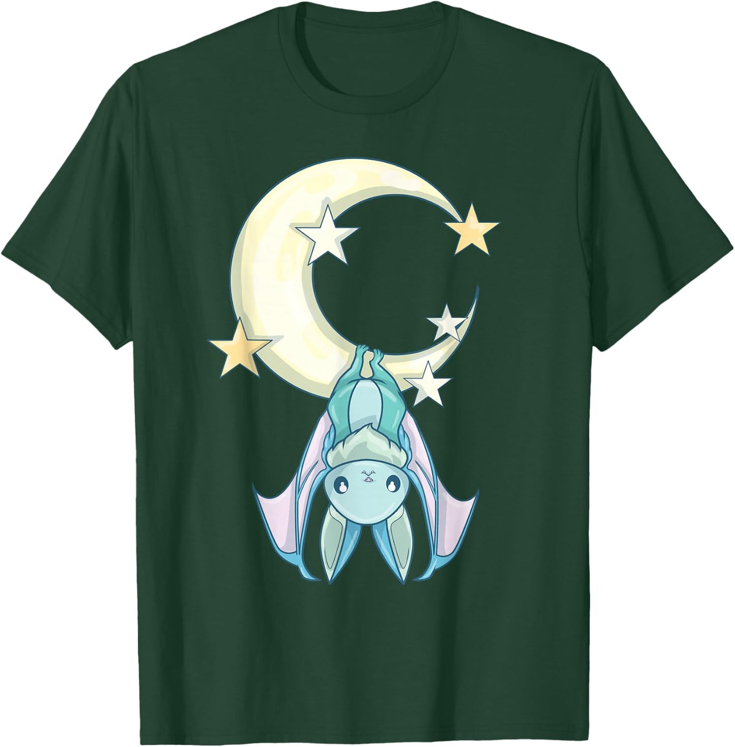 Nu Goth Aesthetic, Pastel Goth Bat Moon, Witchy Bat T-Shirt - T-Shirt | Forest