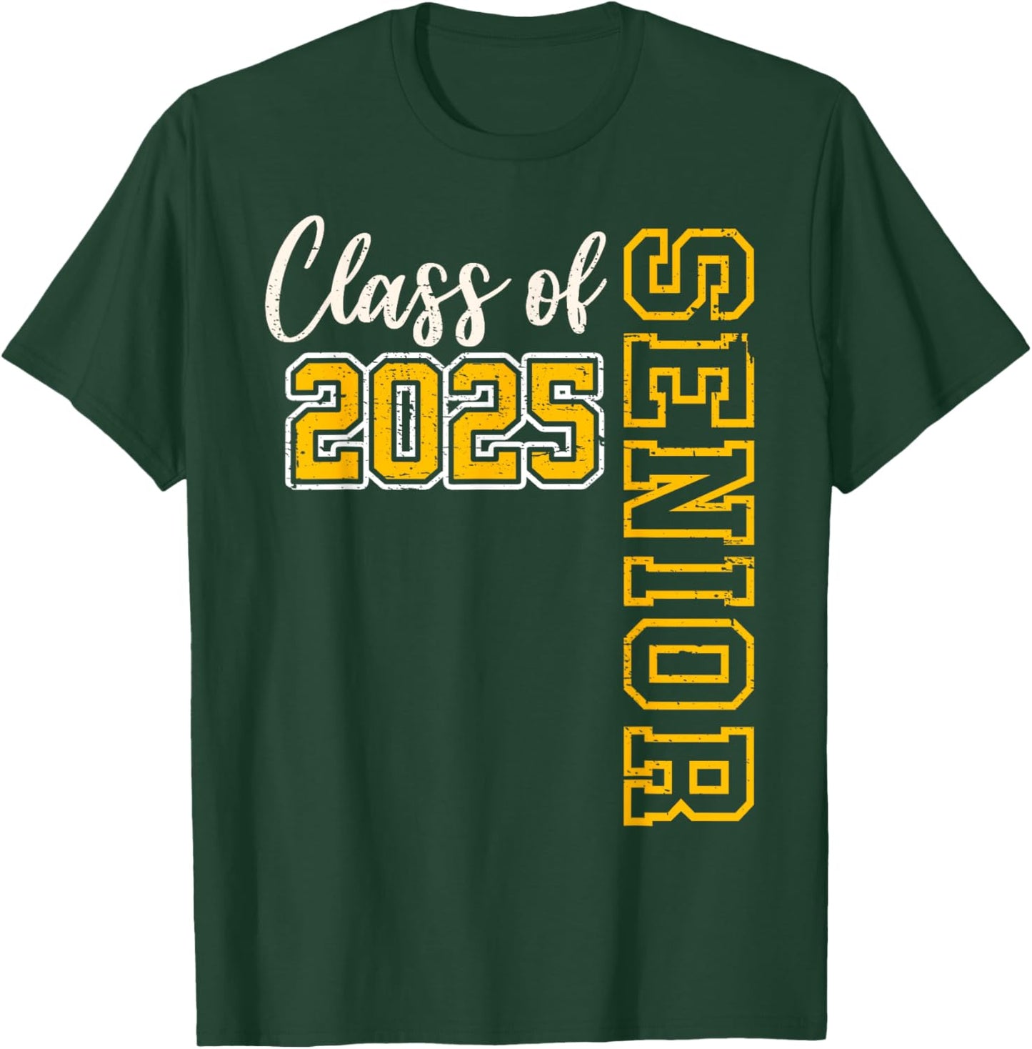 Class of 2025 Senior 25 High School Graduation Black Gold T-Shirt - T-Shirt | Forest