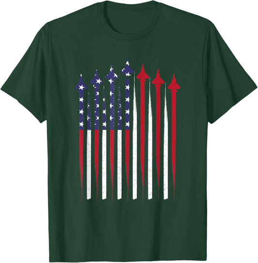 4th Of July Patriotic American Flag Jet Aviator USA Men Boys T-Shirt - T-Shirt | Forest