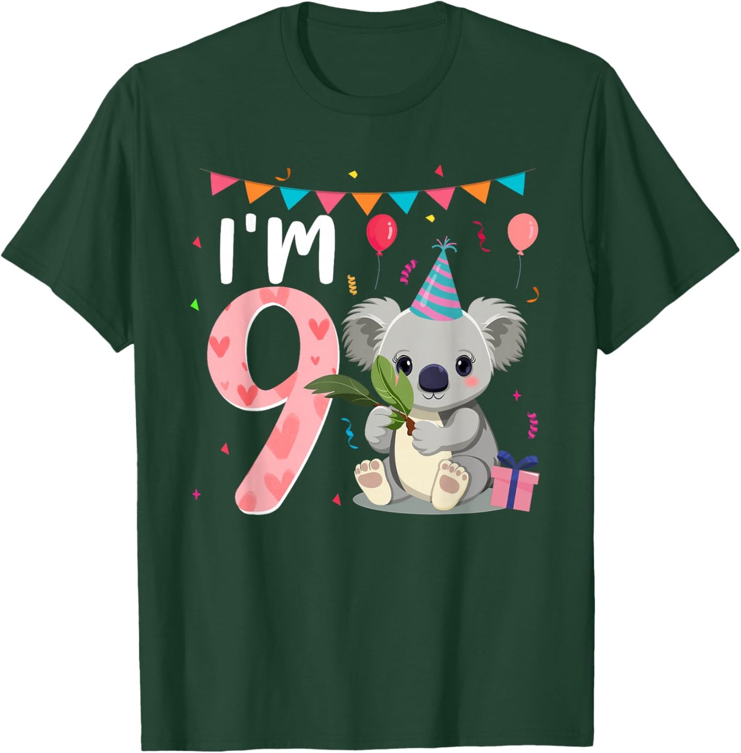 9th Birthday Girl Koala Bear 9 Year Old T-Shirt - T-Shirt | Forest
