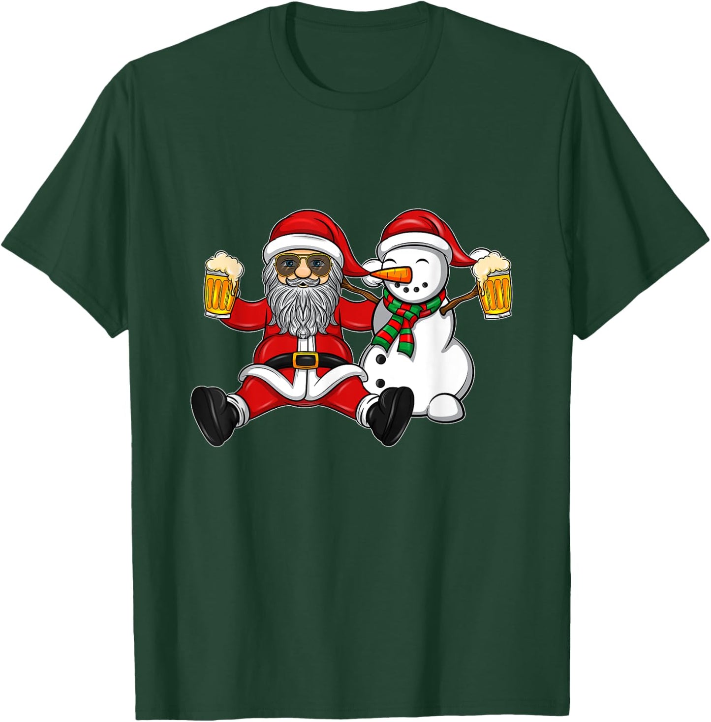 Beer Drinking Santa and Snowman T-Shirt - T-Shirt | Forest