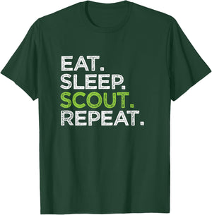 Cool Eat Sleep Scout Repeat Cub Love Scouting Leader T-Shirt - T-Shirt | Forest