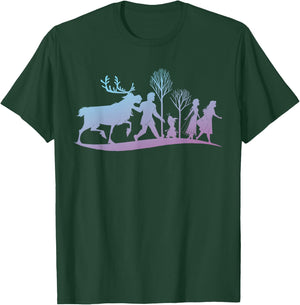 Disney Frozen 2 Characters Gradient Silhouette T-Shirt - T-Shirt | Forest