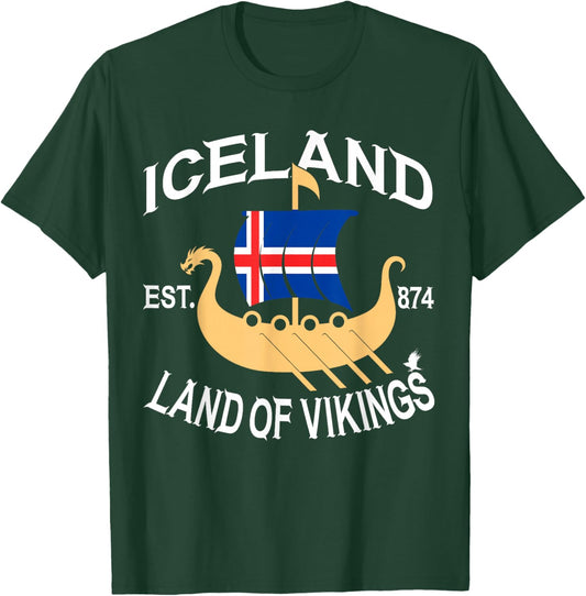 Norse Mythology Viking Ship Island Land of the Vikings T-Shirt - T-Shirt | Forest