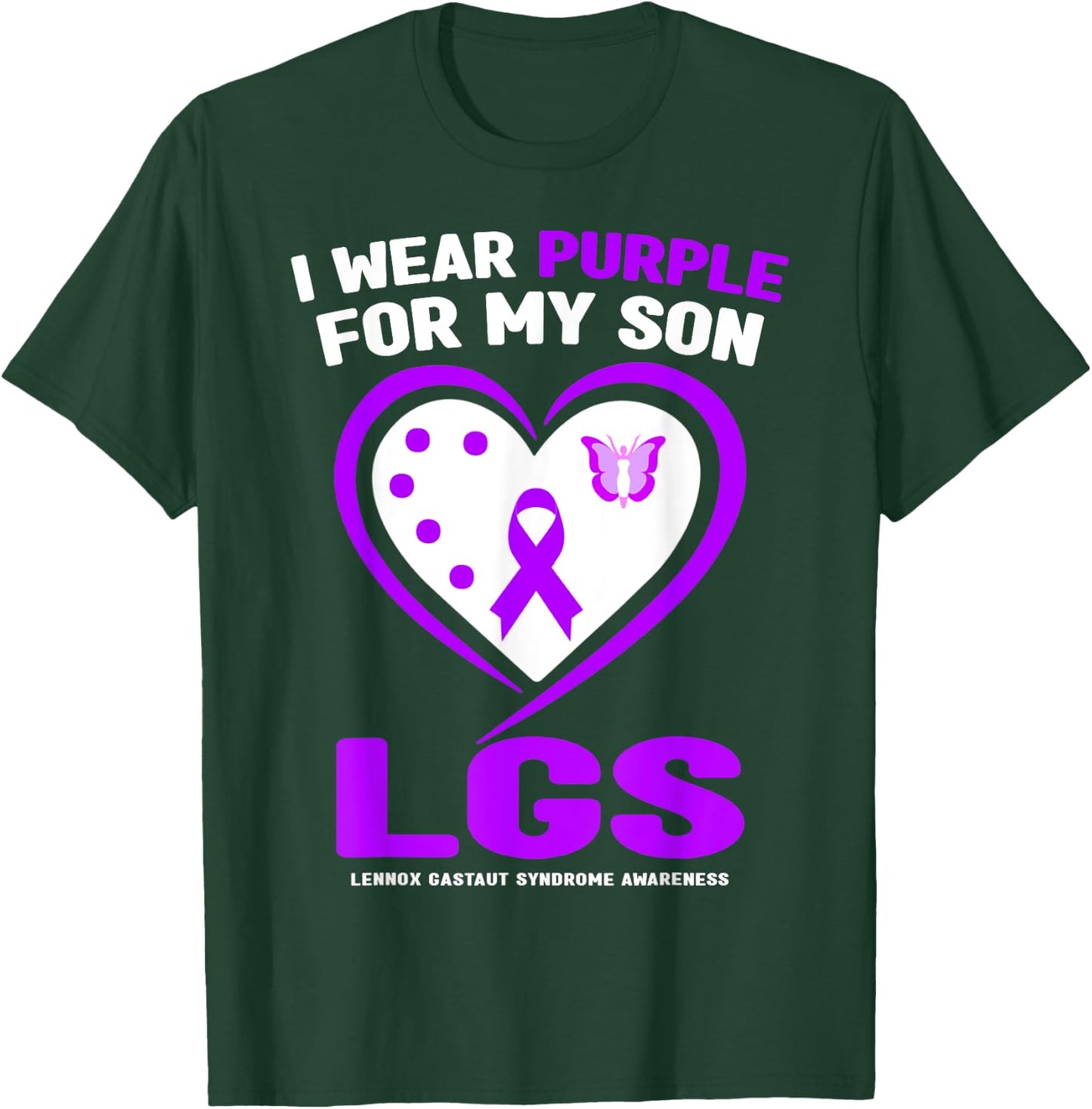 I Wear Purple For My Son Lennox Gastaut Syndrome Awareness T-Shirt - T-Shirt | Forest
