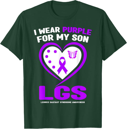 I Wear Purple For My Son Lennox Gastaut Syndrome Awareness T-Shirt - T-Shirt | Forest