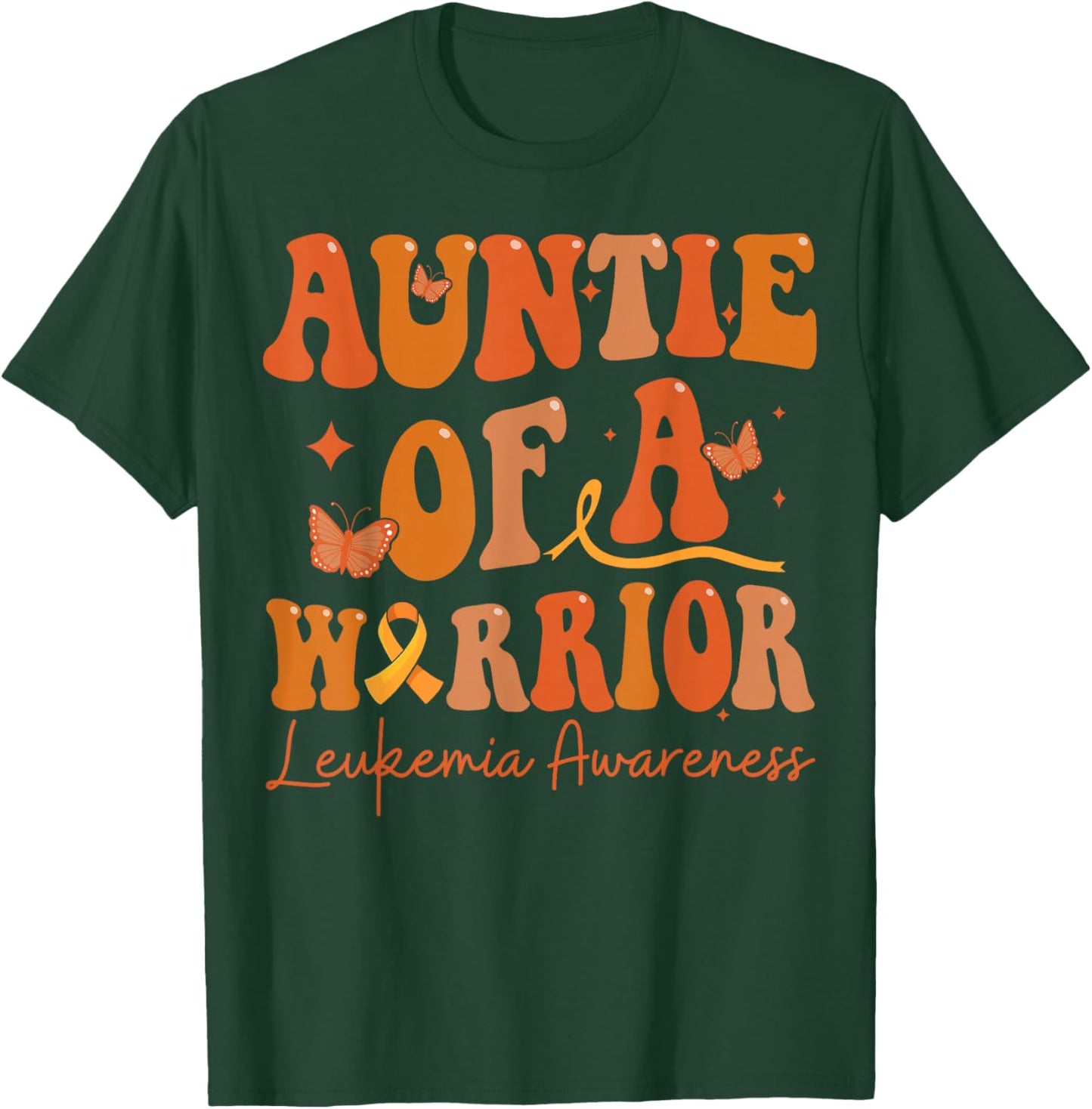 Auntie Of A Warrior Leukemia Awareness Family Matching T-Shirt - T-Shirt | Forest