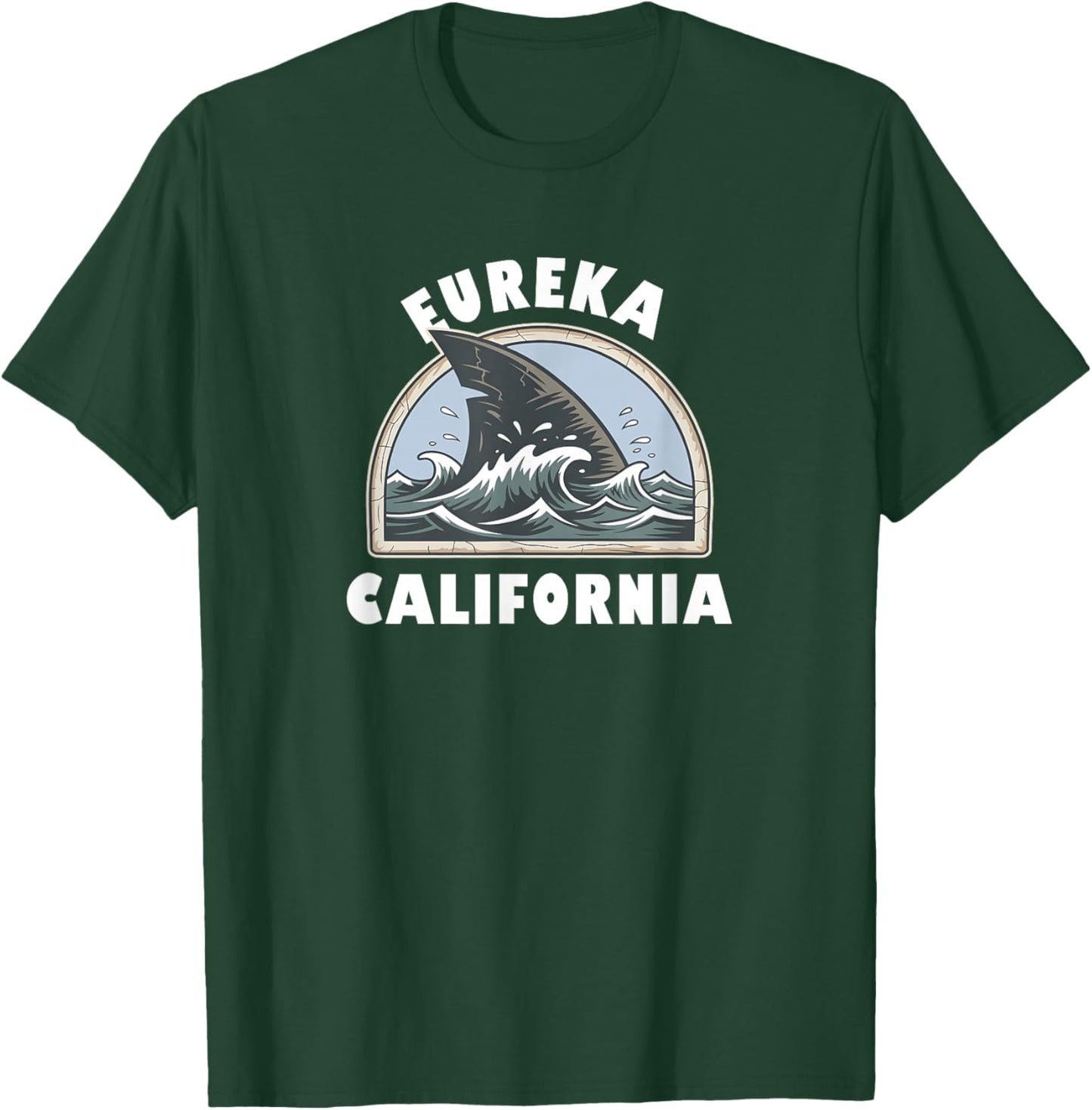 Eureka California Swimming Shark Fin Vacation Souvenir T-Shirt - T-Shirt | Forest