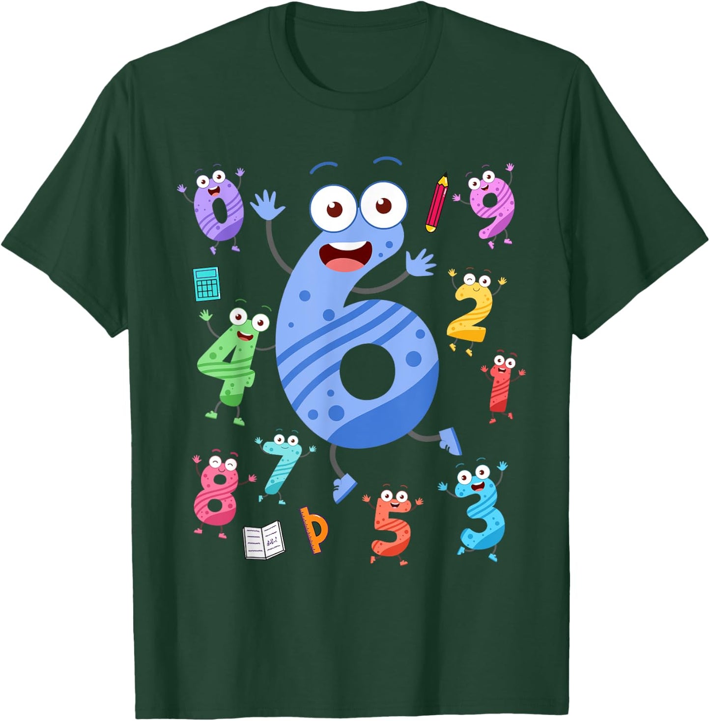 Maths Day Number Costume With Number 6 Idea For Kids Number T-Shirt - T-Shirt | Forest