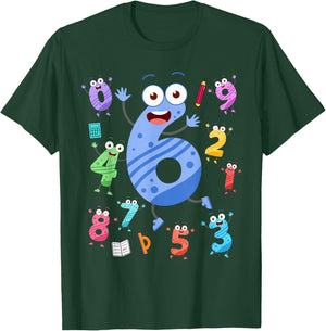 Maths Day Number Costume With Number 6 Idea For Kids Number T-Shirt - T-Shirt | Forest