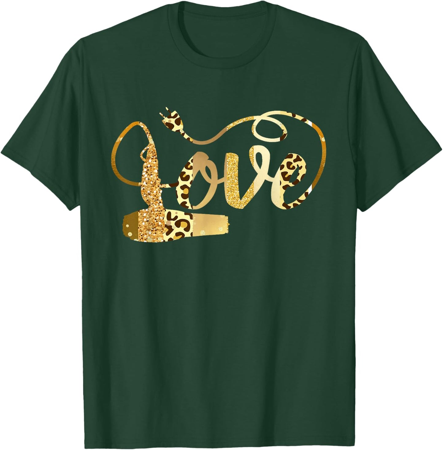 Hair Stylist LOVE Valentine Hairdresser Leopard Animal Print T-Shirt - T-Shirt | Forest