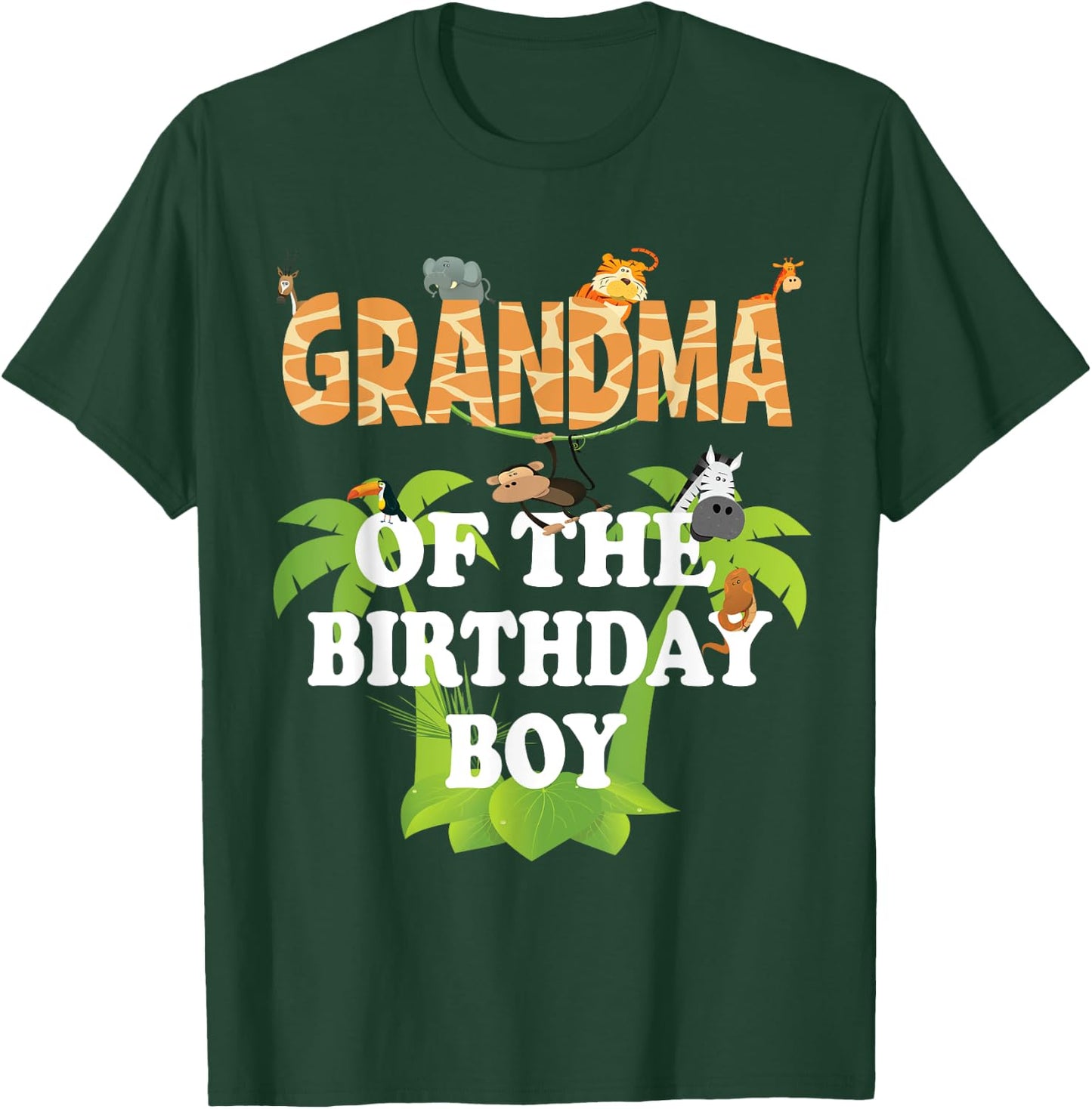 Grandma Of The Birthday Boy Zoo Theme Animal Party T-Shirt - T-Shirt | Forest