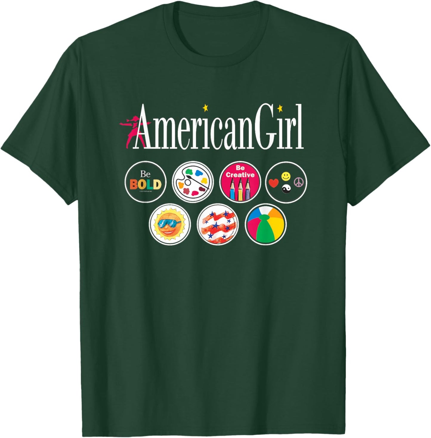 American Girl - Logo & Grin Pins T-Shirt - T-Shirt | Forest