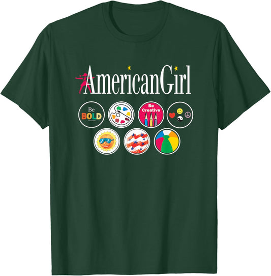 American Girl - Logo & Grin Pins T-Shirt - T-Shirt | Forest