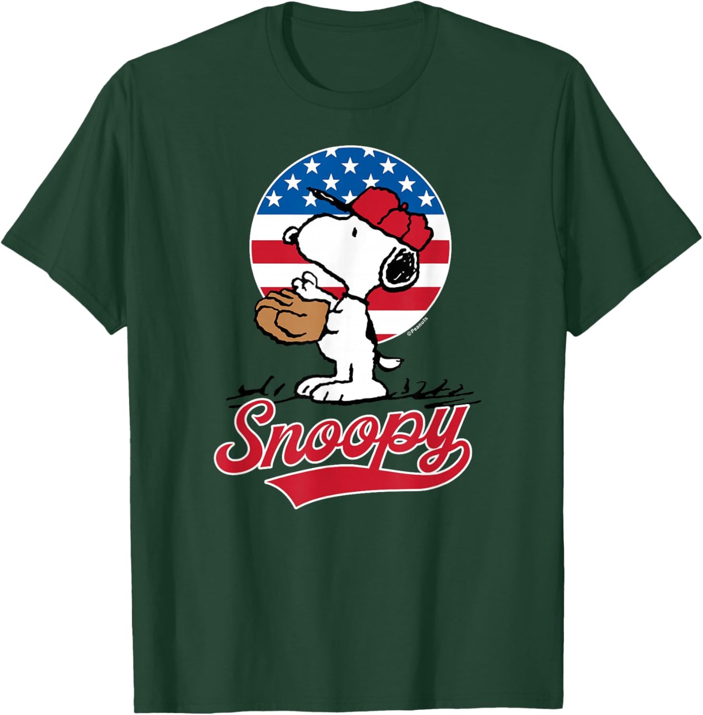 Peanuts - Snoopy Americana Baseball T-Shirt - T-Shirt | Forest