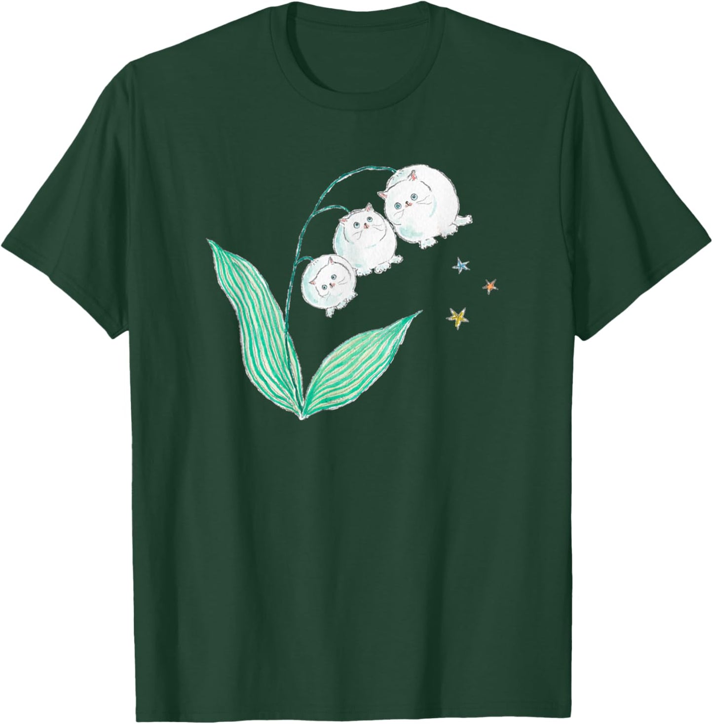 Vintage Cat Lily Of The Valley Flower Funny Pet Lover T-Shirt - T-Shirt | Forest