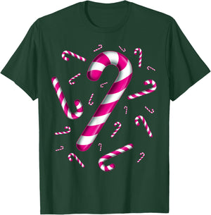 Candy Cane Christmas Crew Santa Pink Kids Girls T-Shirt - T-Shirt | Forest