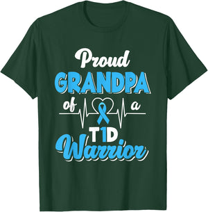 Proud Grandpa Of A T1D Warrior Diabetic Diabetes Awareness T-Shirt - T-Shirt | Forest