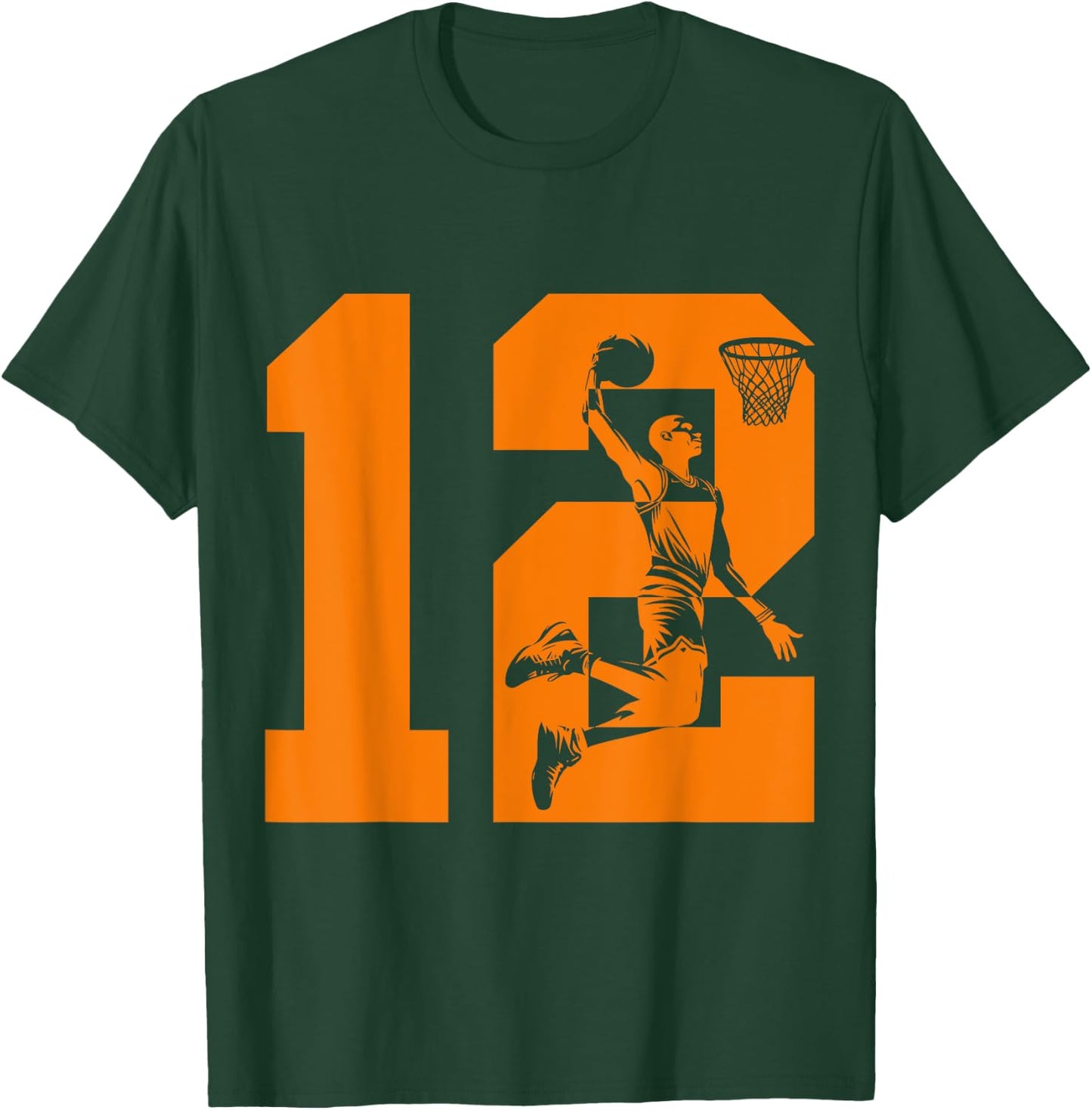 Number 12 Basketball 12th Birthday T-Shirt - T-Shirt | Forest