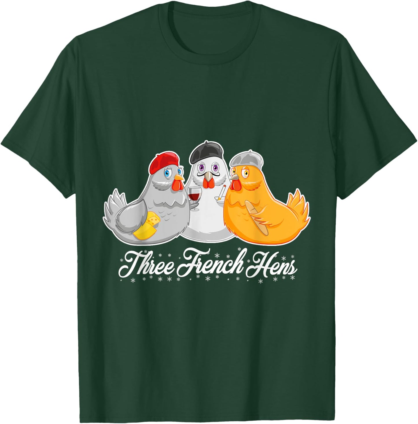 Three French Hens 12 Days Christmas Song Funny T-Shirt - T-Shirt | Forest