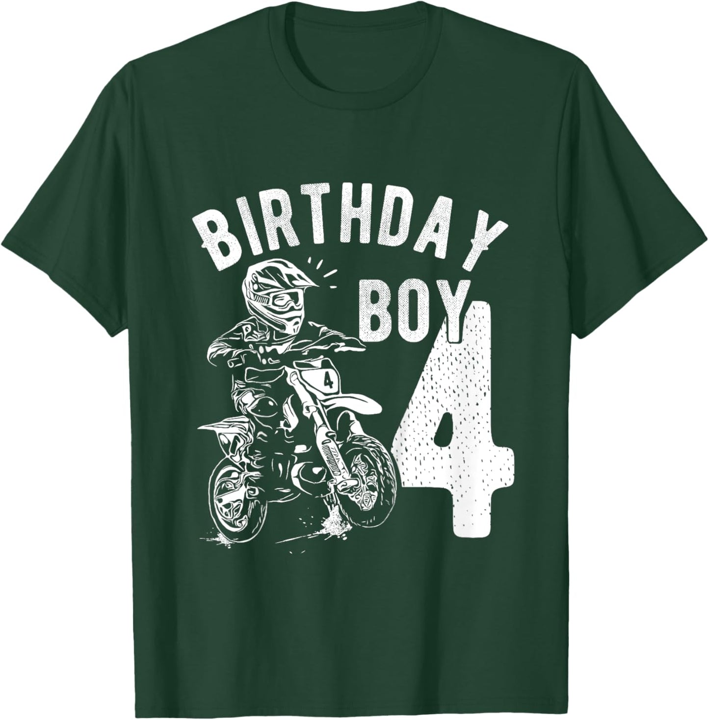 Kids 4 years old kid - Birthday boy - Dirt bike - Motorcycle T-Shirt - T-Shirt | Forest