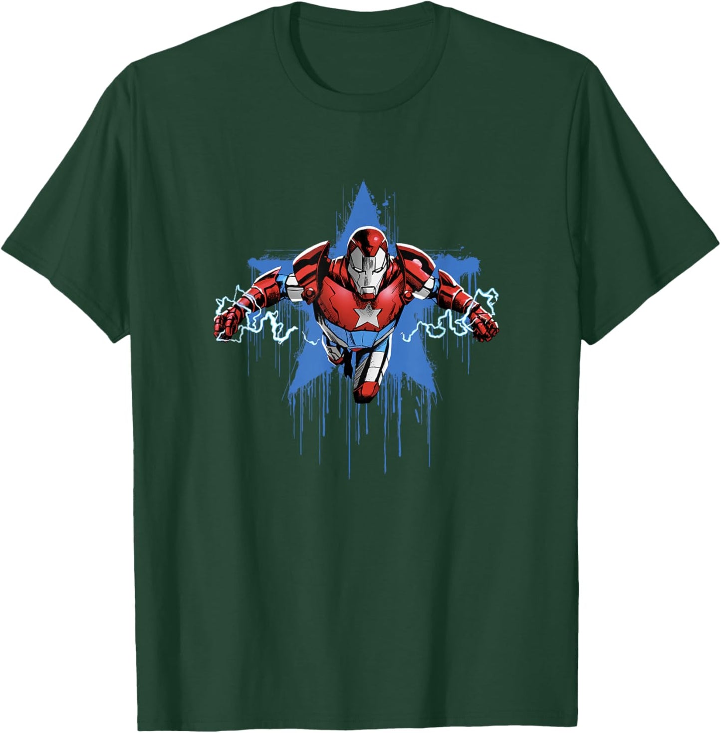 Marvel Comics Retro Classic Iron Patriot Dripping Star Logo T-Shirt - T-Shirt | Forest
