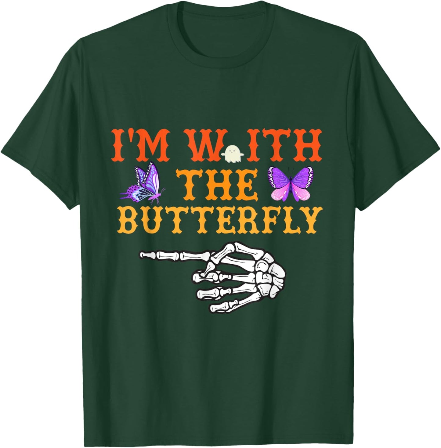 I'm With Butterfly Halloween Costume Couples Matching T-Shirt - T-Shirt | Forest