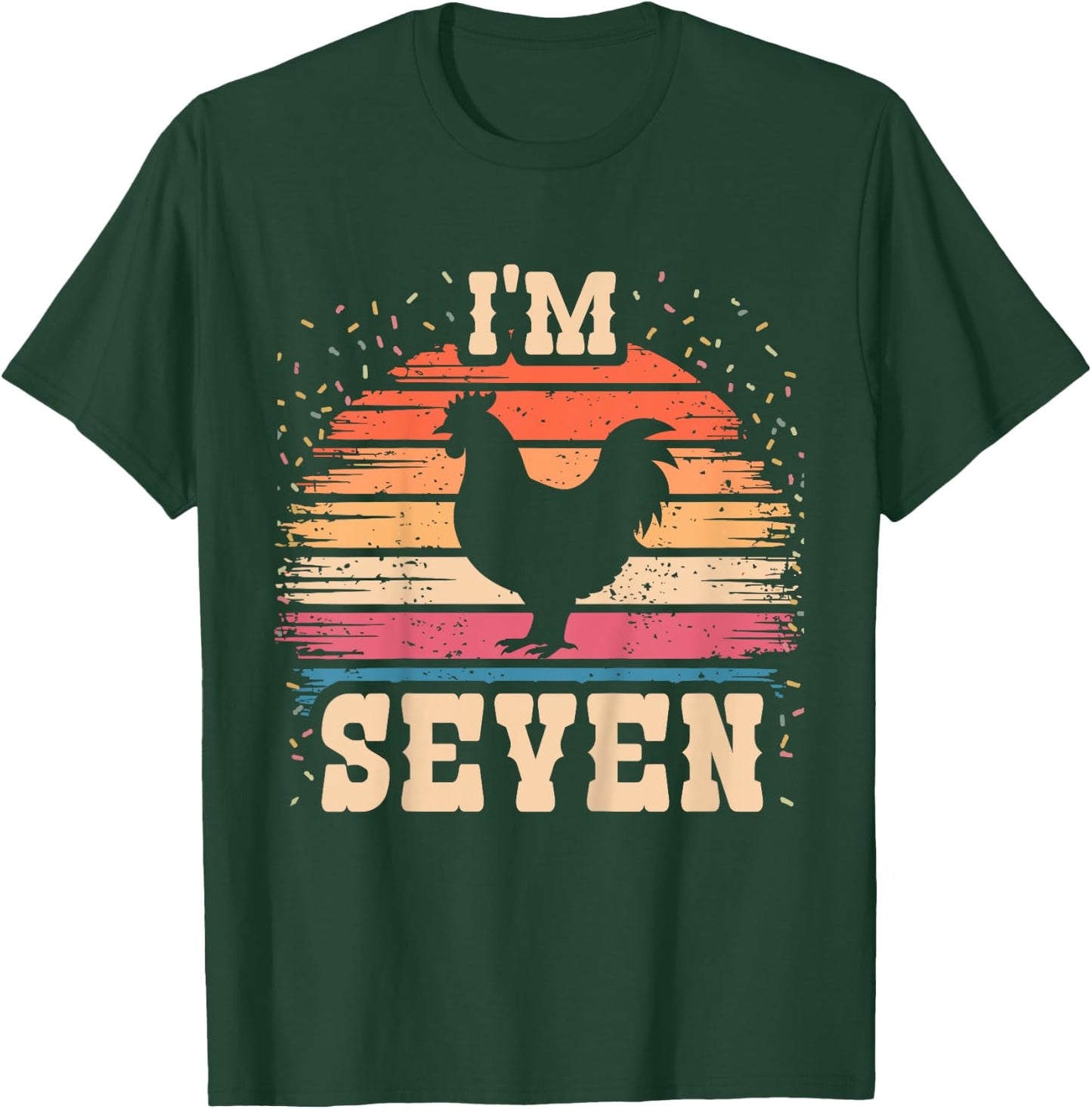 Chicken 7 Year Old Birthday Boy Girl 7th Chicken Birthday T-Shirt - T-Shirt | Forest