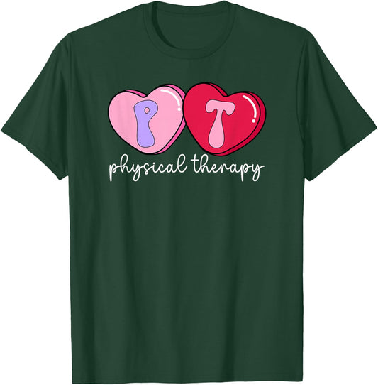 PT Therapist Valentine Physical Therapy Valentines Day T-Shirt - T-Shirt | Forest